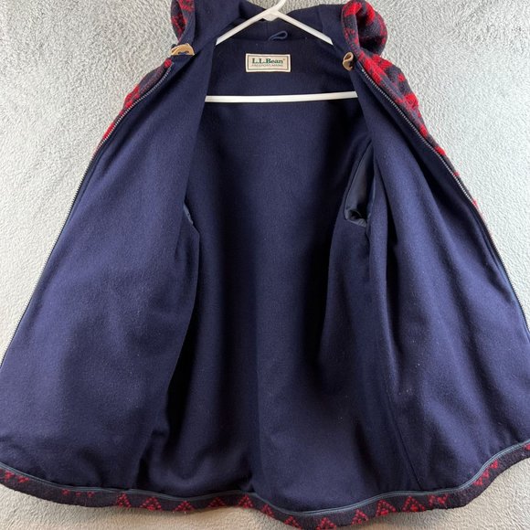 Vintage LL Bean Womens 90s Wool Aztec Snowflake Pattern Coat Jacket USA Ski Hiki - Picture 3 of 8